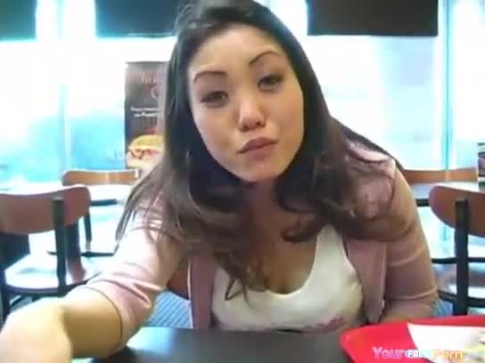 Japanese USA Girl Flashes Her Big Boobs At A Gas Station